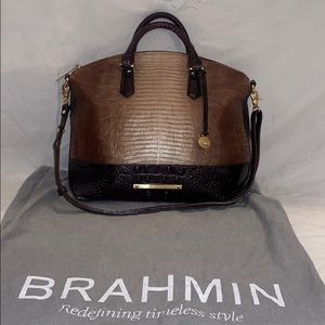 Brahmin crocodile embossed leather shoulder bag